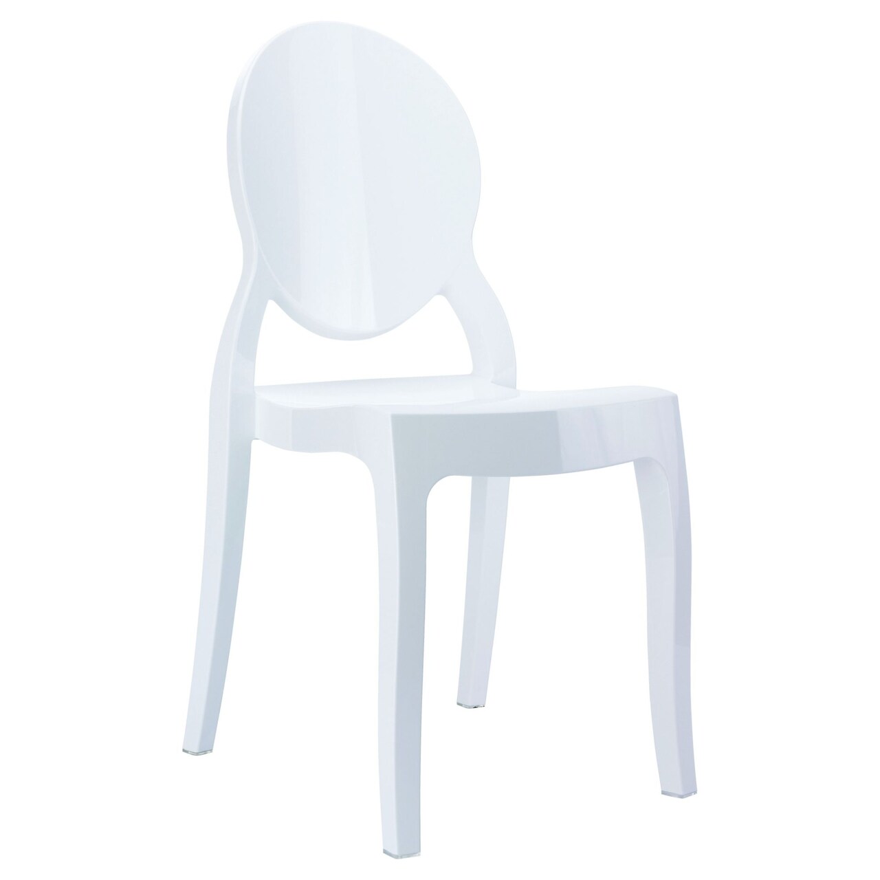 Luxury Commercial Living 25" White Glossy Stackable Outdoor Patio Kids Armless Chair